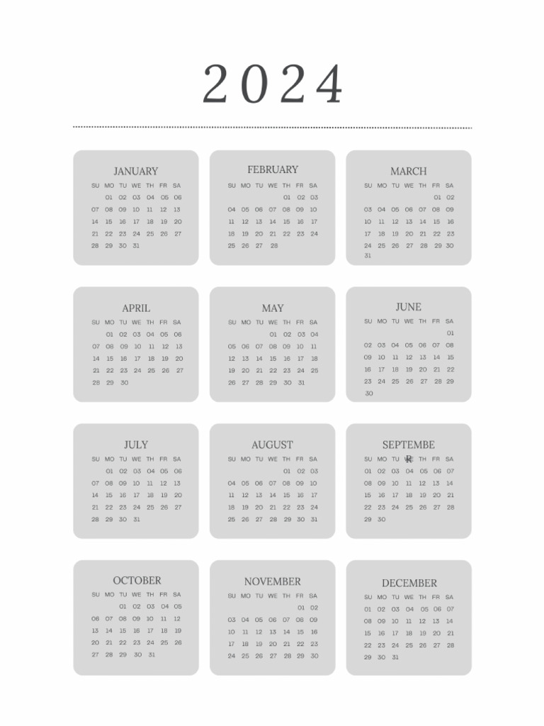 Black and white simple personal 2024 year calendar planner 1 pdf
