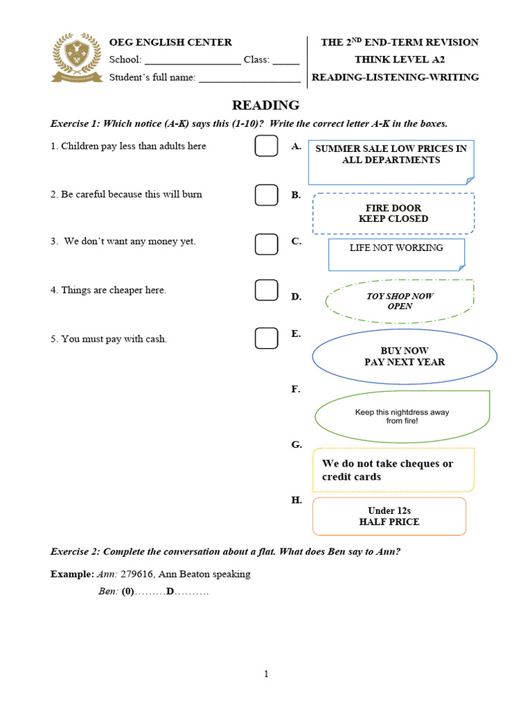 English Learning Exercises | PDF