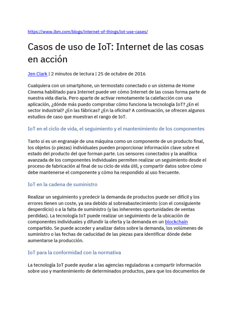 Casos de Uso de IoT Internet de Las Cosas en Acción | PDF | Internet de ...