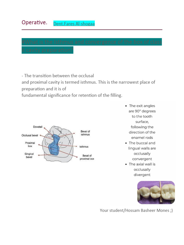 Understanding Isthmus in Class II Cavities | PDF | Science & Mathematics