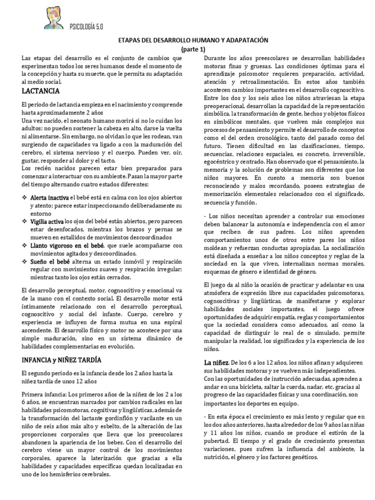 Etapas Del Desarrollo Humano | PDF | Adultos | Adolescencia