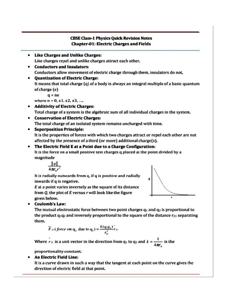Class Xii Physics Chapter 1 Electric Charge and Fields | PDF