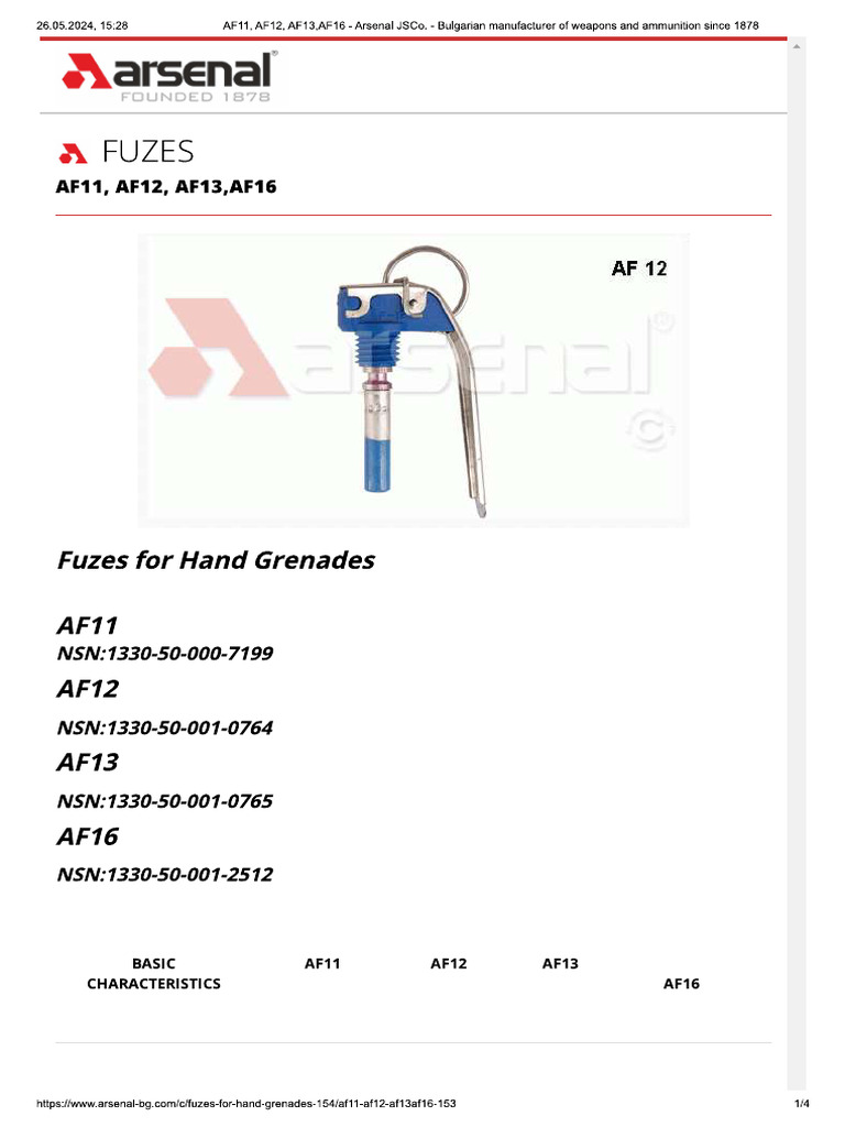 Fuzes Af-11, Af-12, Af13, Af-16 | PDF