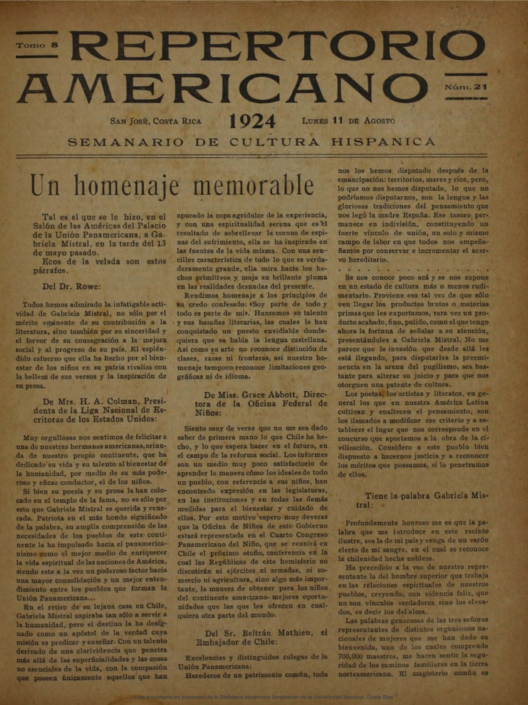 11-AGOSTO-1924 La Chuña BLynch Repert Americano | PDF