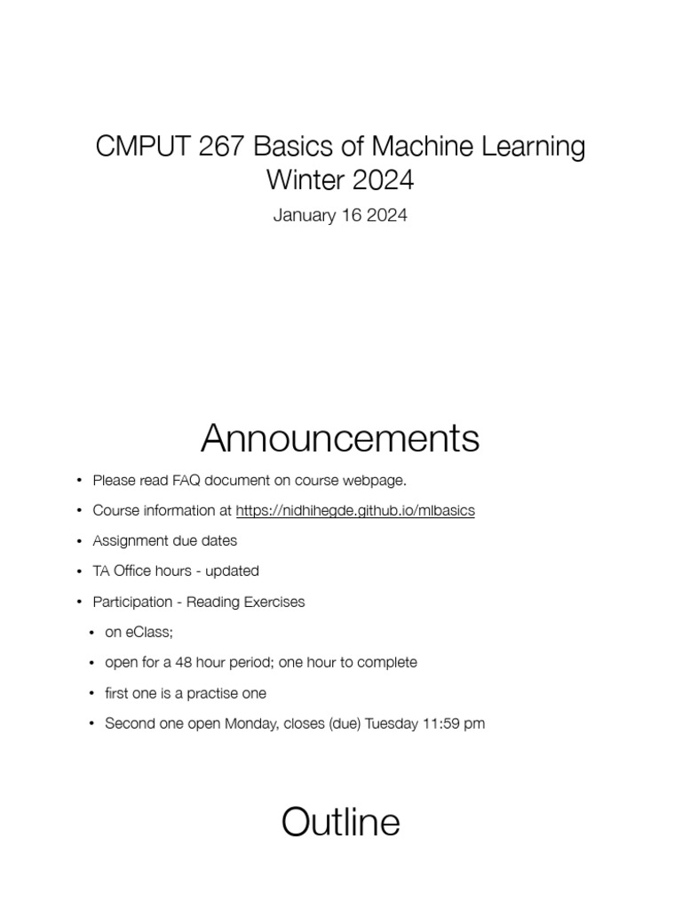 CMPUT 267: Machine Learning Basics | PDF | Probability Distribution ...