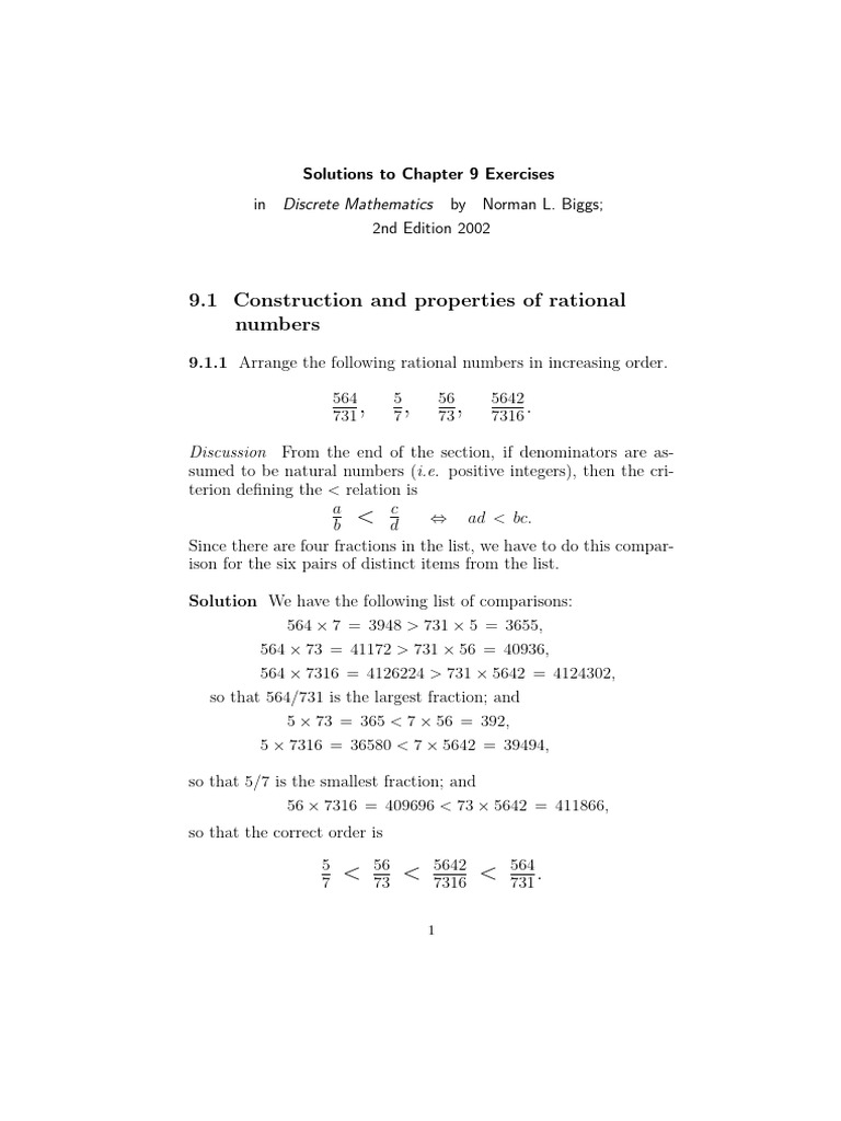 Discrete Math Chapter 9 Solutions | PDF | Real Number | Rational Number