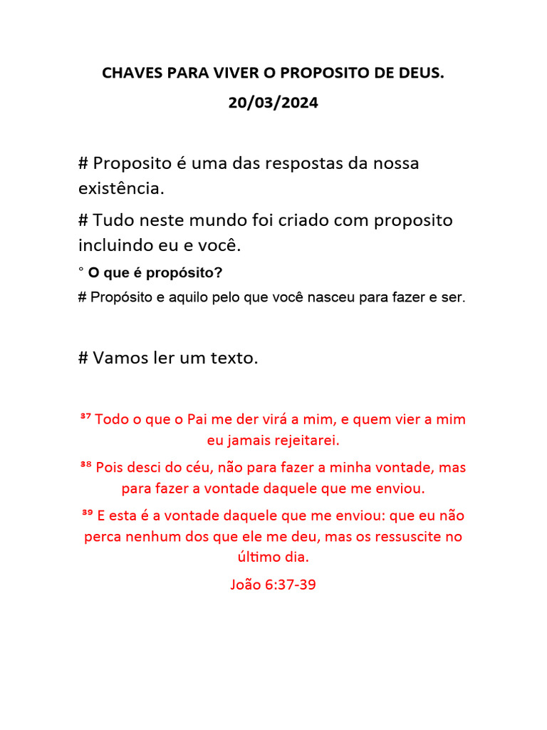 Chaves para Viver o Propósito de Deus | PDF | Jesus | Deus