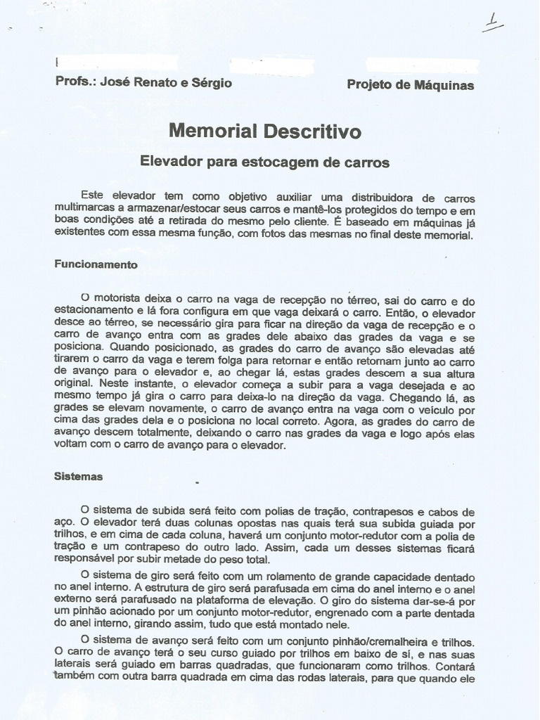 1.memorial Descritivo - Modêlo | PDF