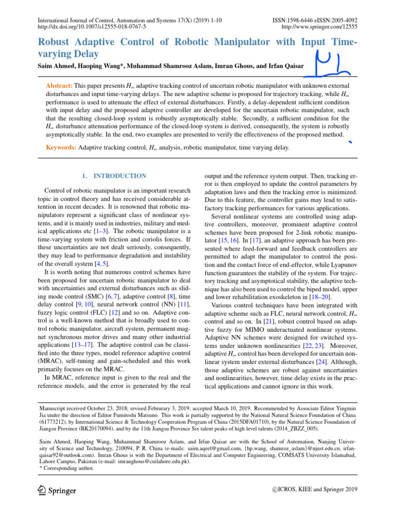 Robust Adaptive Control for Robotics | PDF | Control Theory | Applied ...