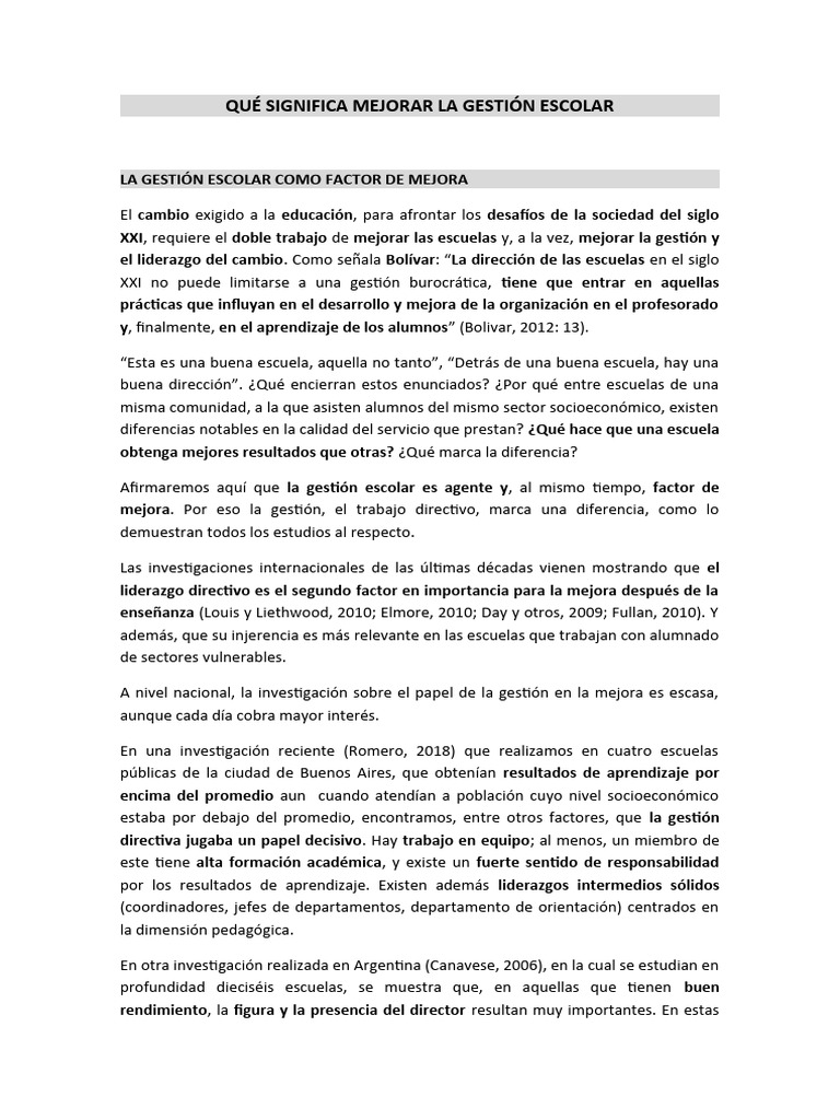 Mejora de la Gestión Escolar Efectiva | PDF | Escuelas | Enseñando