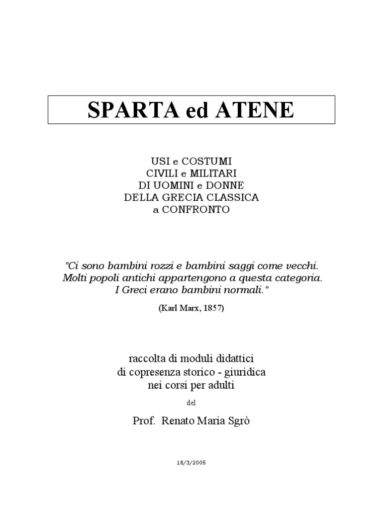 Sparta E Atene A Confronto