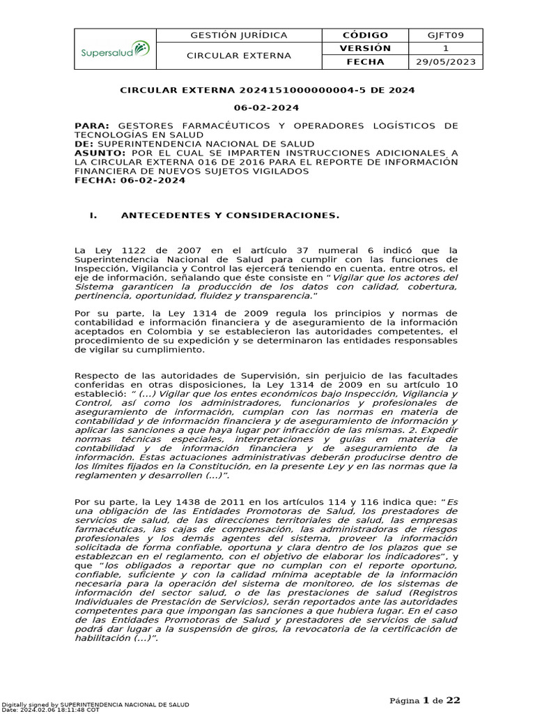 Instrucciones Circular Externa 2024 | PDF | Contabilidad | Industrias ...