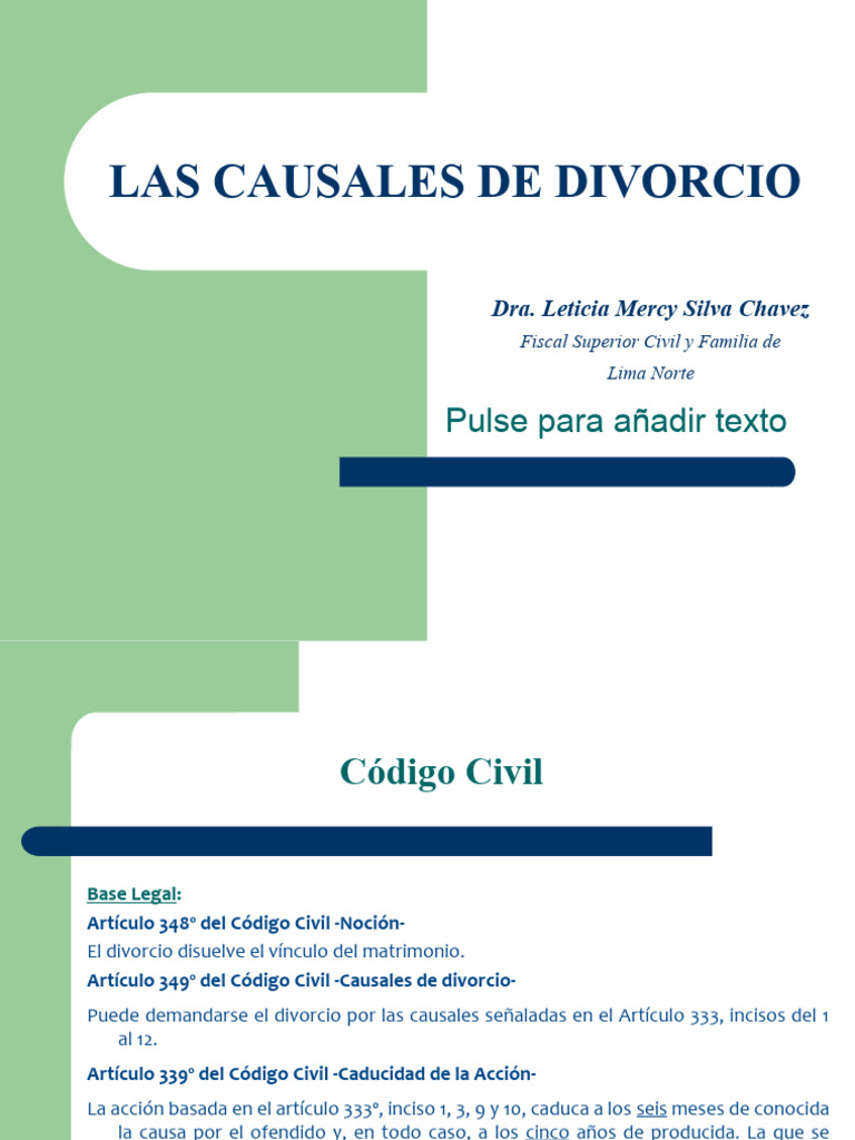 Causales de Divorcio según el Código Civil | PDF | Divorcio ...