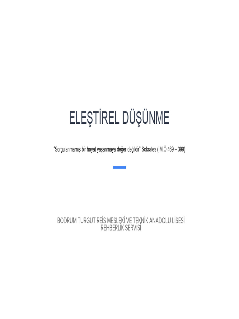 Elestirel Dusunme Pdf