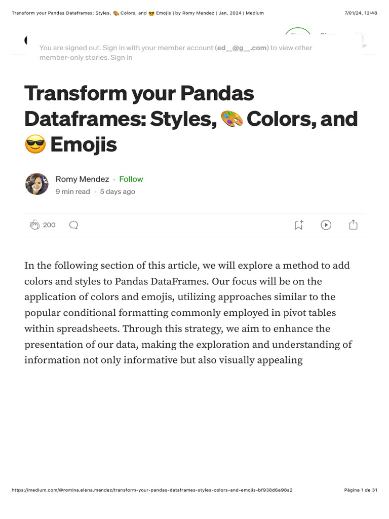 Transform your pandas dataframes styles pdf computing