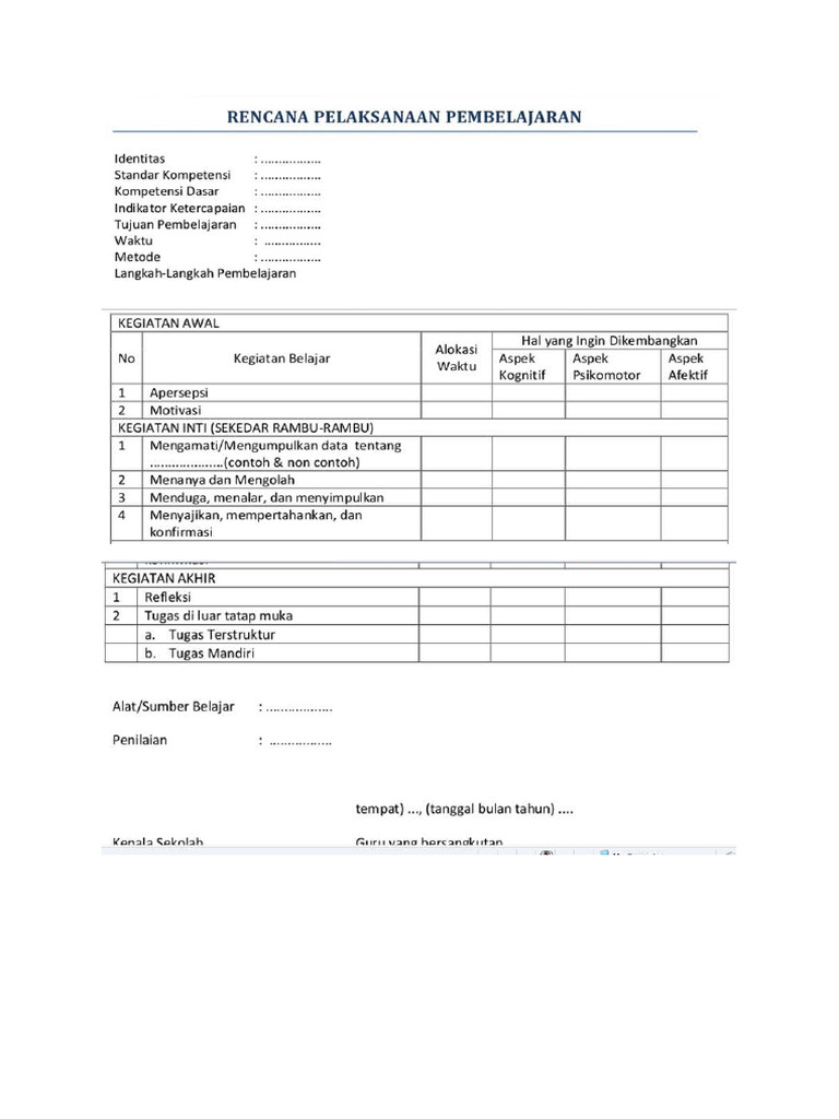 Format RPP 2013 | PDF