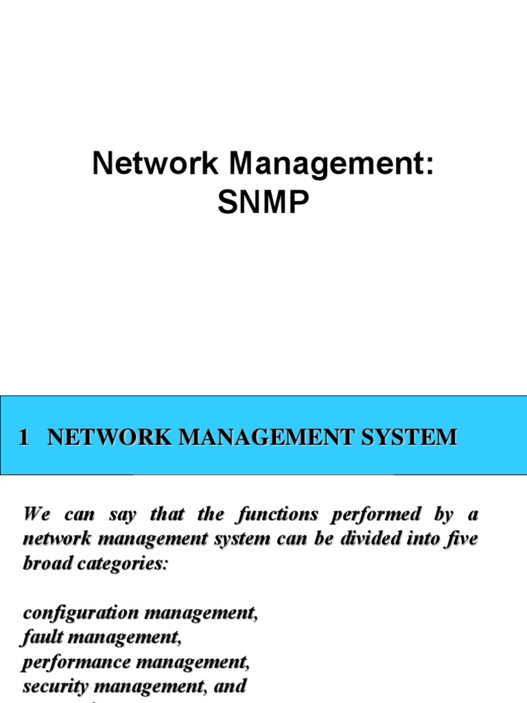 SNMP and Network Management Functions | PDF | Computer Network ...