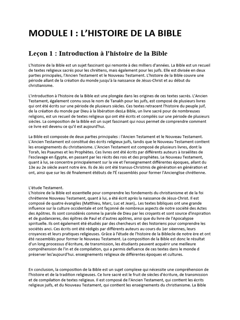Histoire et Origine de la Bible | PDF | Bible | Nouveau testament