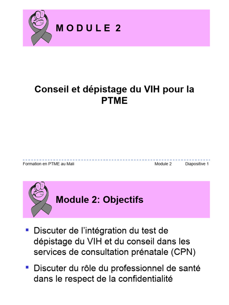 Conseil et dépistage VIH en PTME au Mali PDF VIH Test VIH — free download