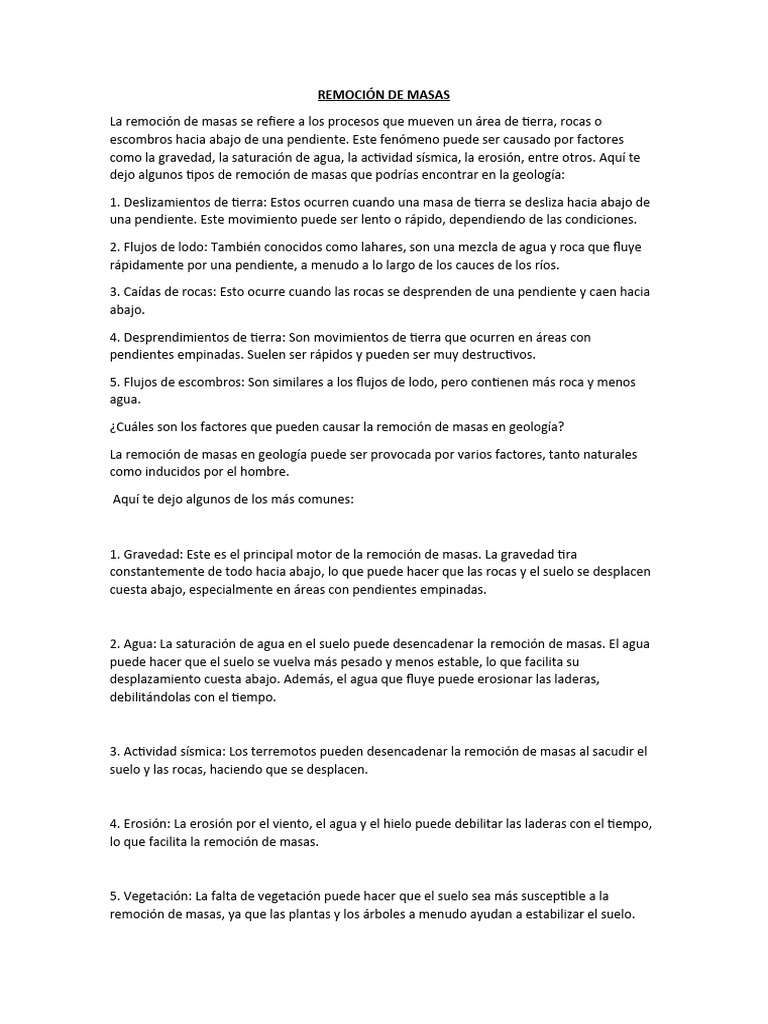 Remoción de Masas | PDF | Erosión | Temblores