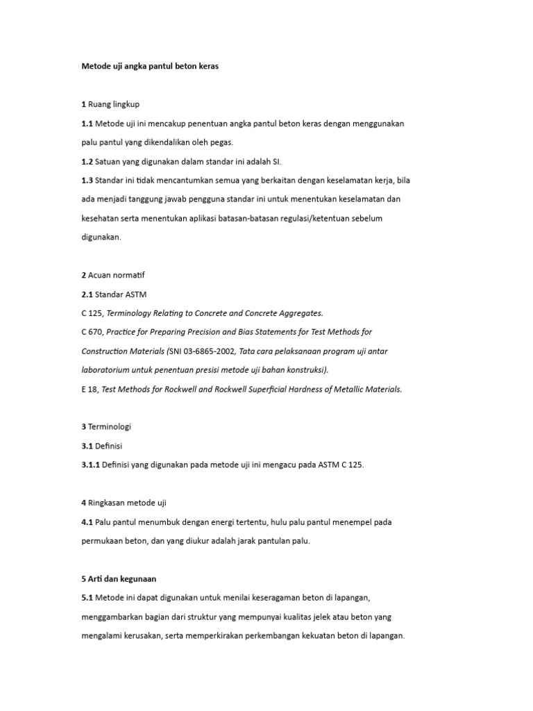 Metode uji angka pantul beton keras 2 pdf