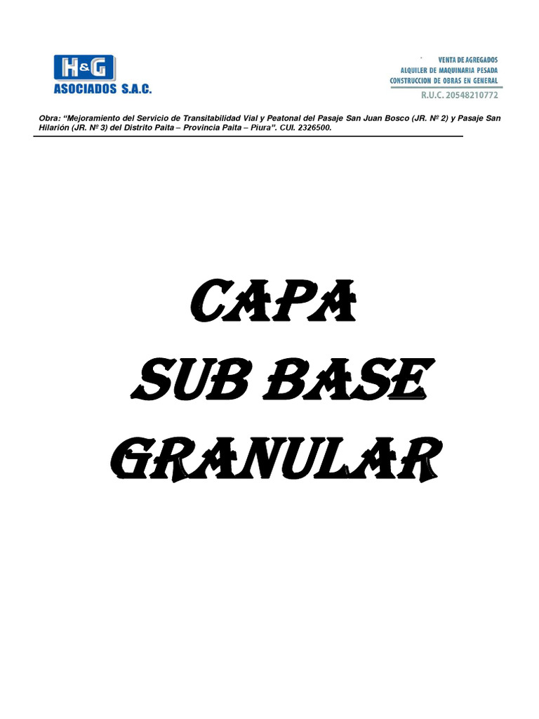 Control de Material Sub Base Granular Paita | PDF | Mecánica de suelos ...