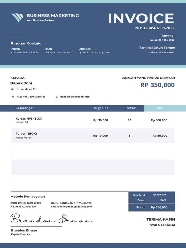 Template Invoice Pembayaran PDF | PDF