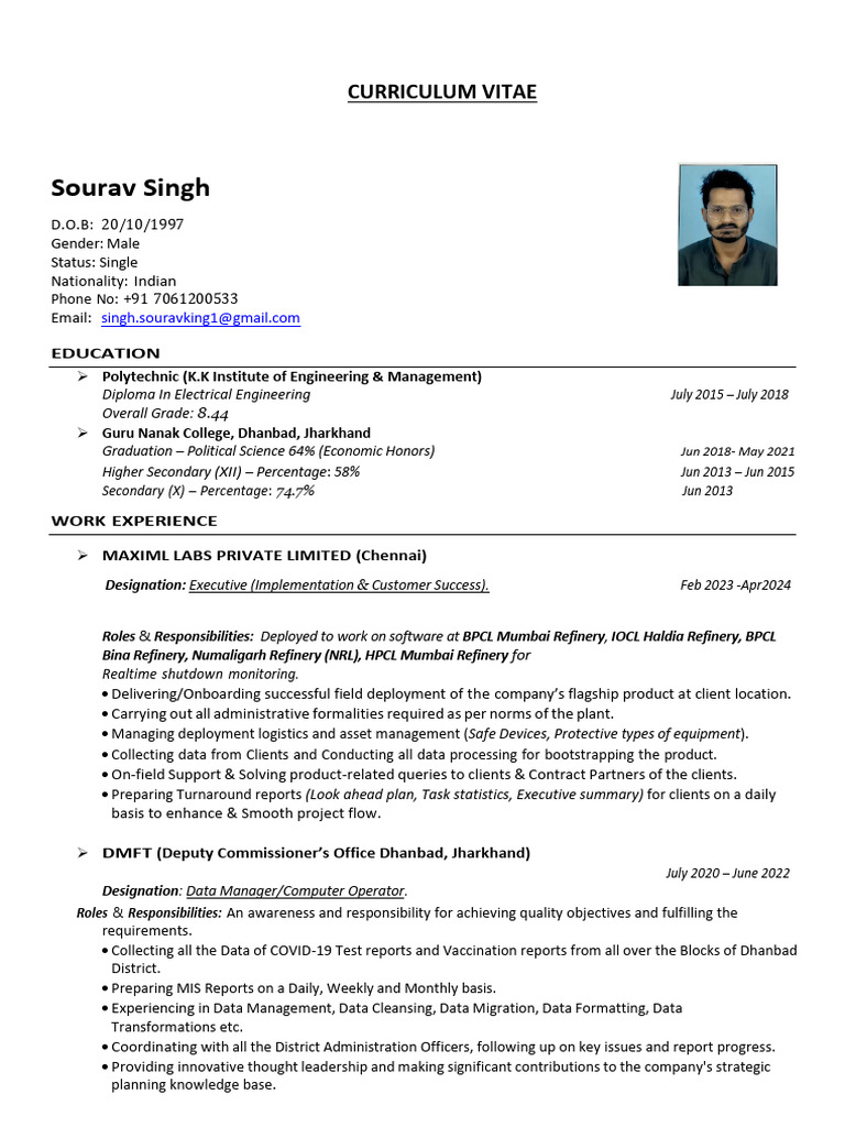 Sourav CV | PDF