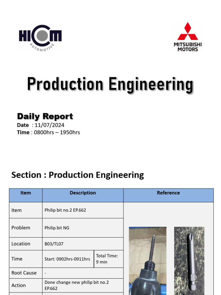 Production Engineering Daily Report | PDF