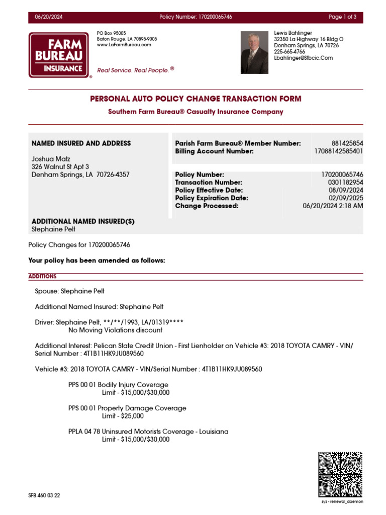 SFB 460 03 22 | PDF | Insurance | Deductible