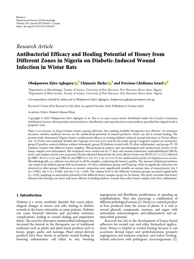 Antibacterial Efficacy and Healing Potential of Ho | PDF | Wound ...