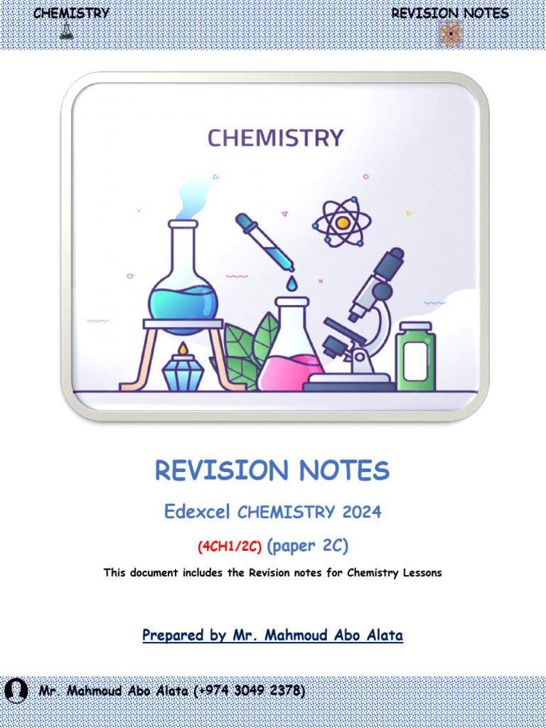 HKDSE Chemistry Revision Notes | PDF | Chemical Equilibrium | Chemical ...