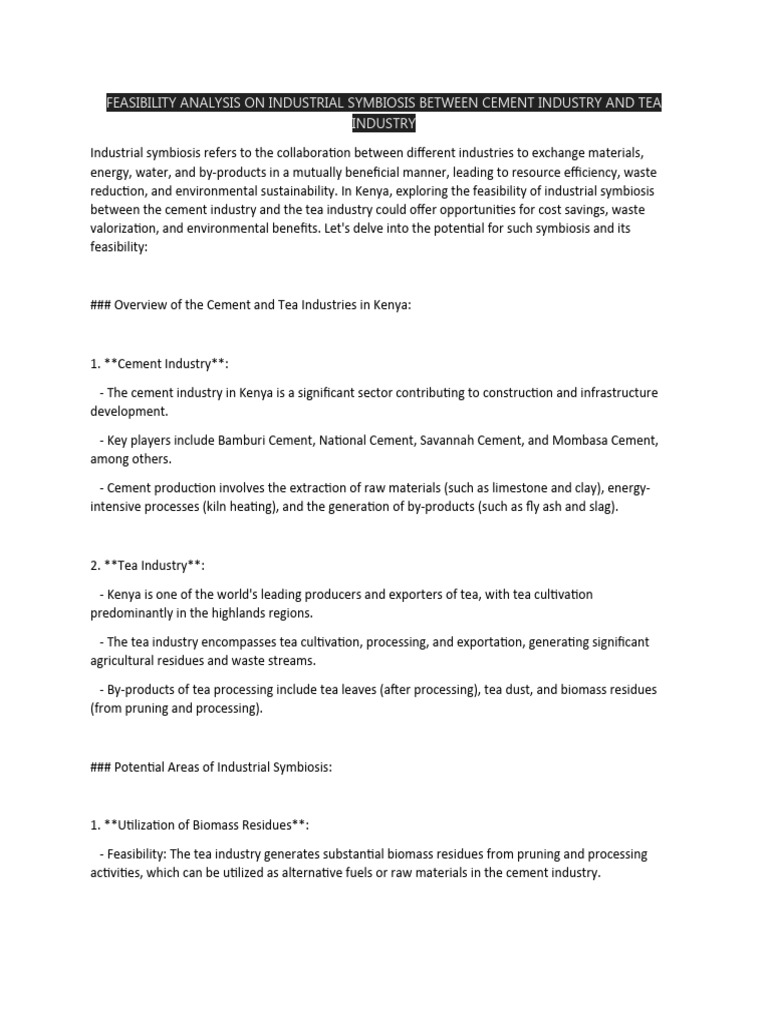 Feasibility Analysis On Industrial Symbiosis Between Cement Industry ...
