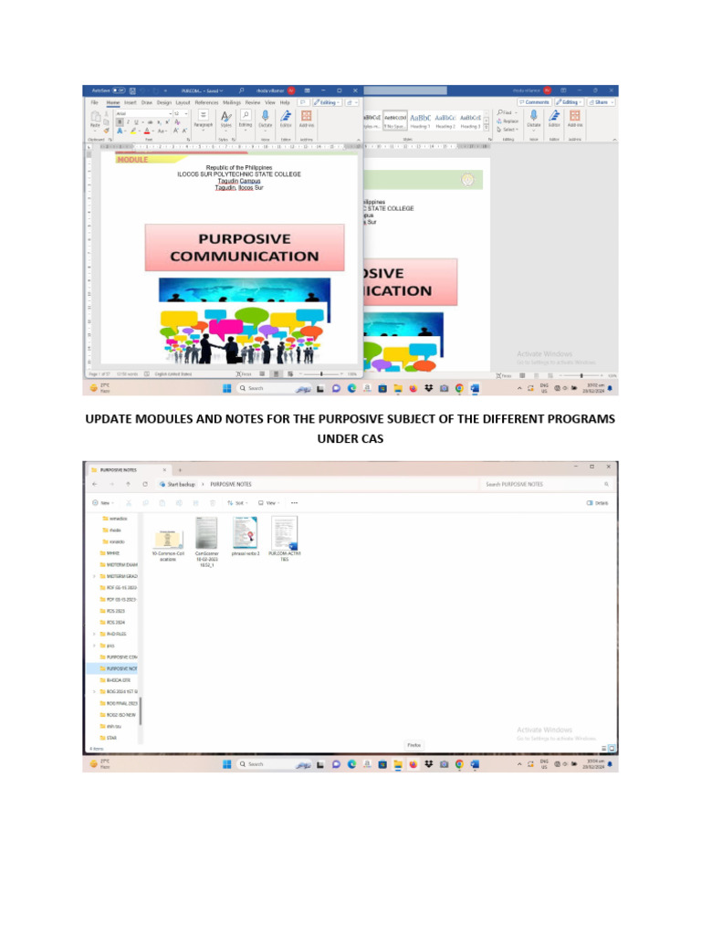 Update Modules and Notes For The Purposive Subject of The Different ...