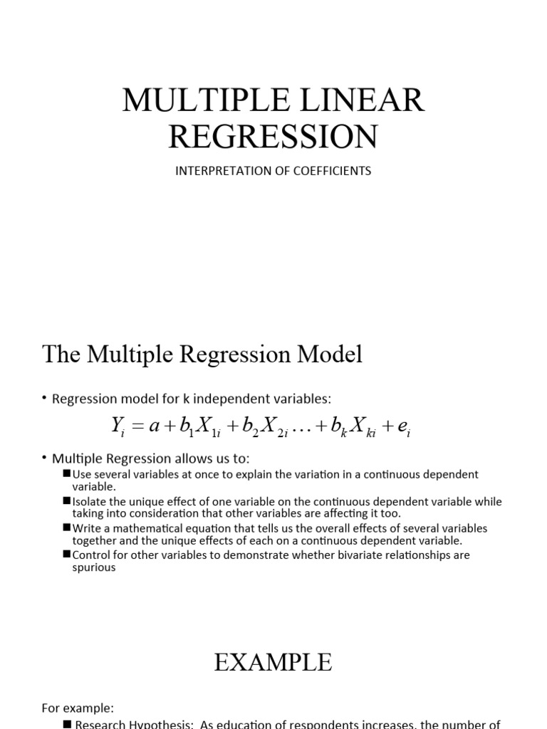 Multiple Linear Regression | PDF | Linear Regression | Dependent And ...