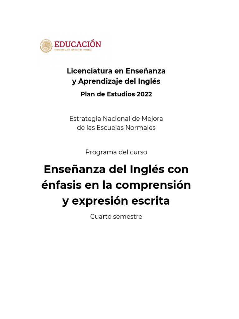 Plan de Estudios Licenciatura Inglés 2022 | PDF | Plan de estudios ...