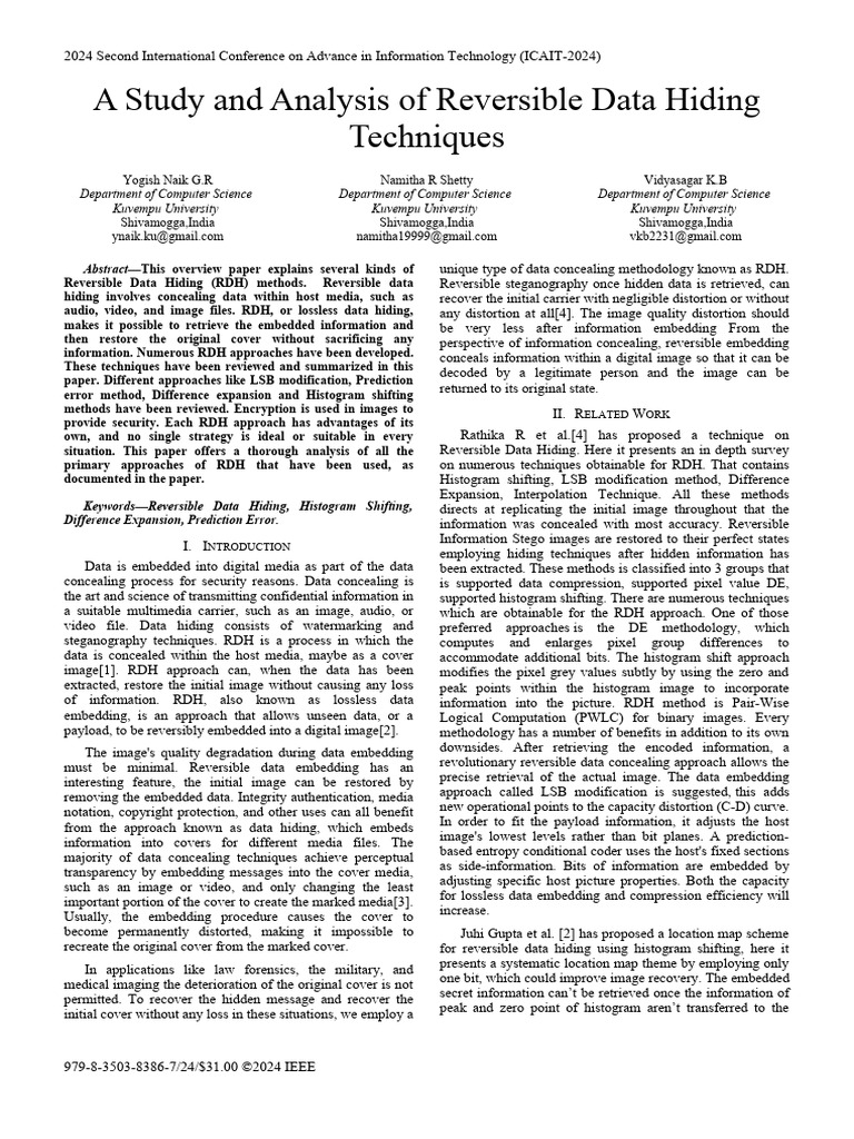 a-study-and-analysis-of-reversible-data-hiding-techniques-yogish-naik