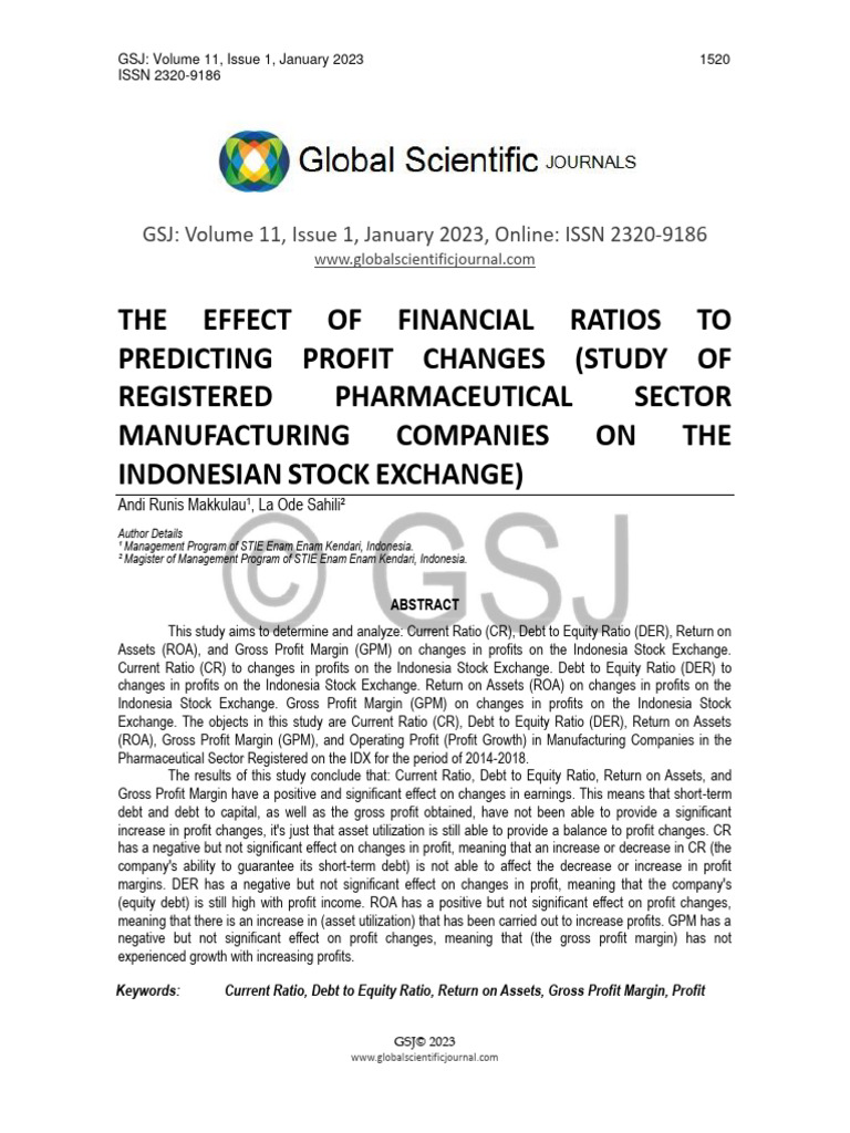 Financial Ratios Impact on Profit Changes | PDF | Coefficient Of ...