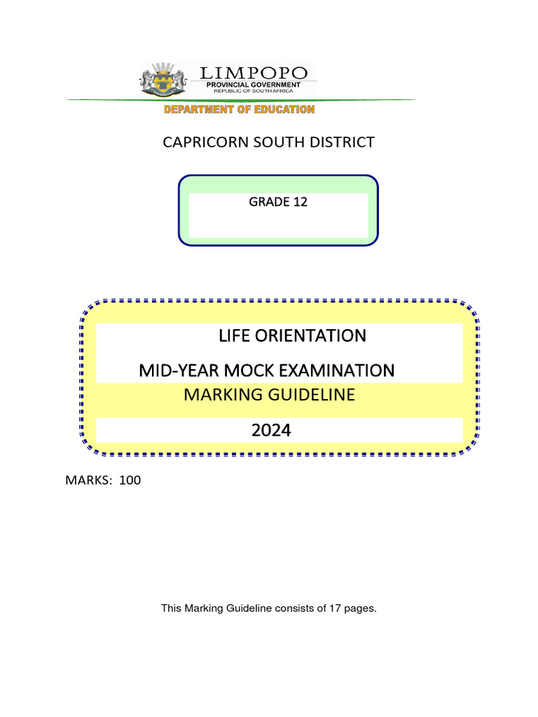 GRADE 12 MID YEAR MOCK EXAMINATION 2024 MARKING GUIDELINE PDF