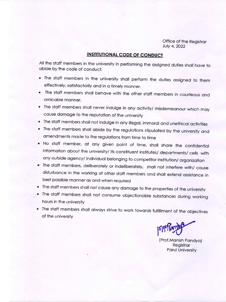Institutional Code of Conduct | PDF