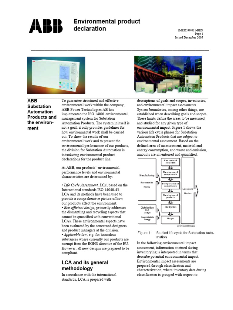 ABB Environmental Product Declaration | PDF | Life Cycle Assessment ...