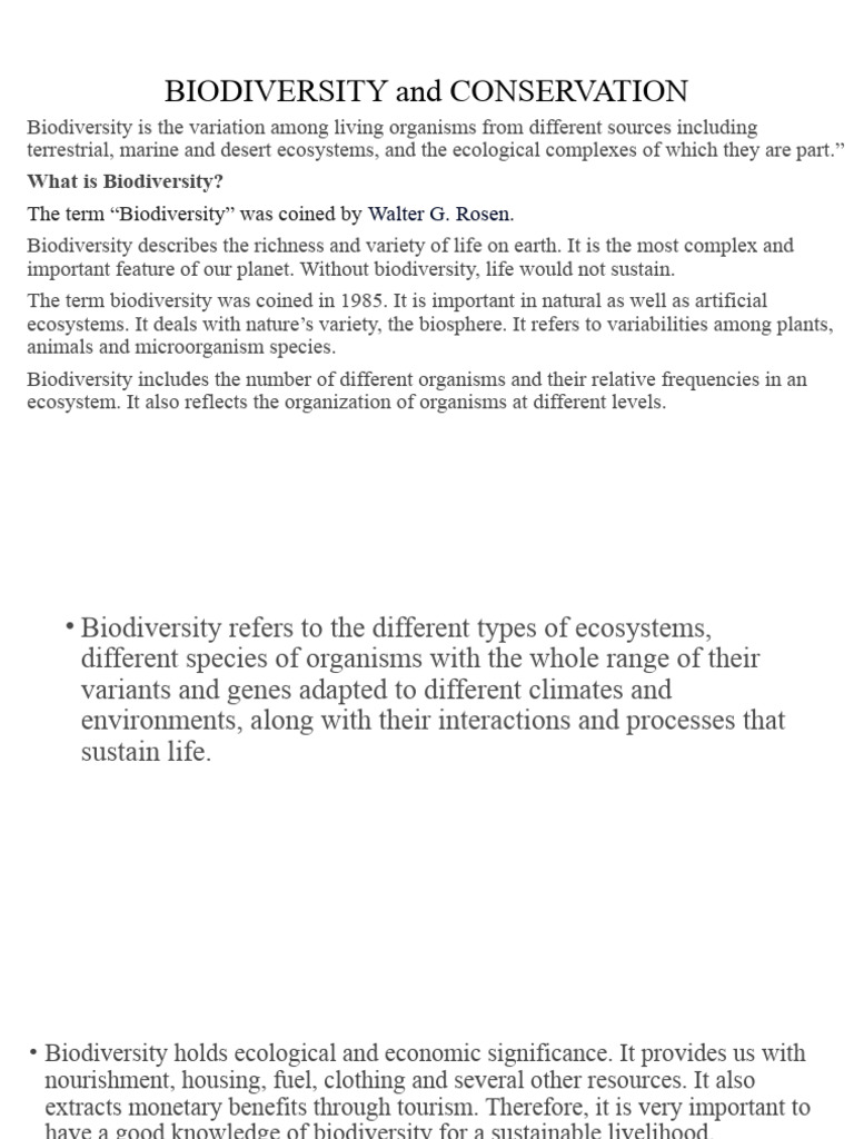 Biodiversity and Conservation Overview | PDF | Biodiversity | Ecosystem