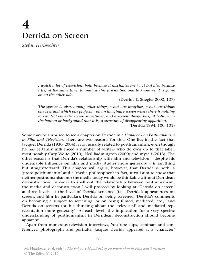 Derrida's Influence on Media and Posthumanism | PDF | Deconstruction ...
