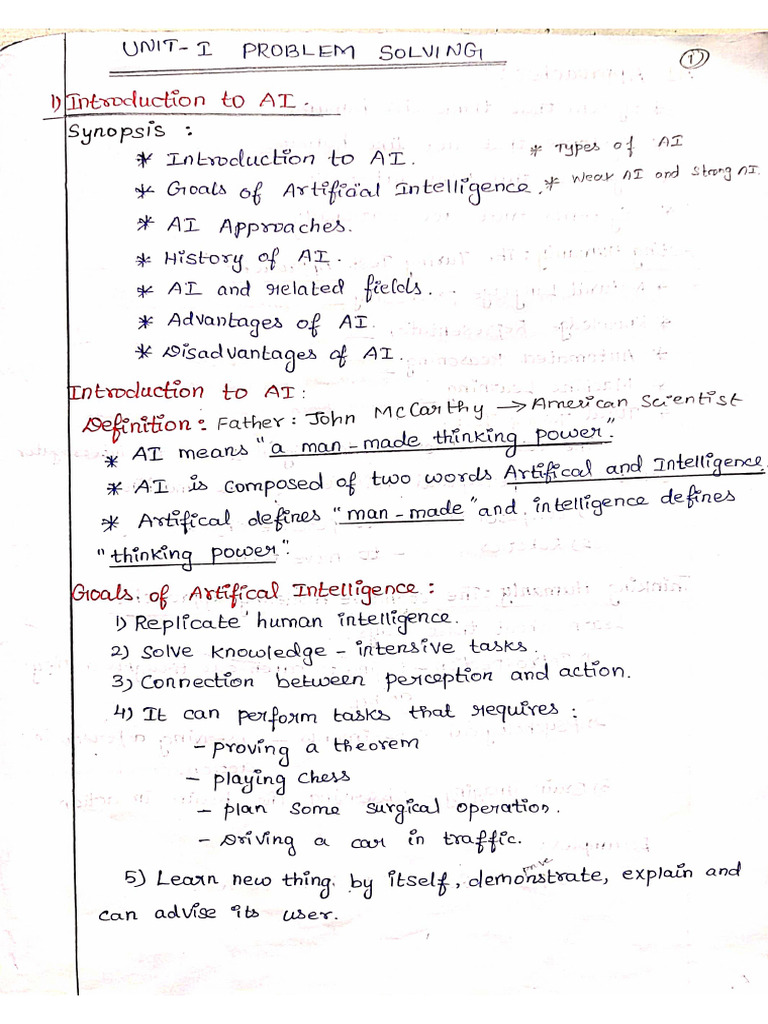 Aiml - Unit 1 Notes | PDF