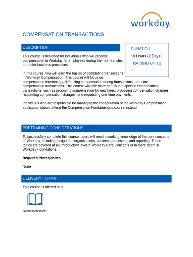 Workday Compensation Transactions Course | PDF | Business Process ...