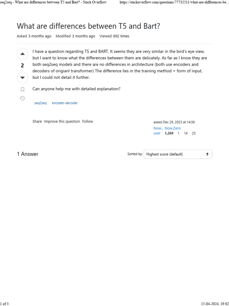 Seq2seq - What Are Differences Between T5 and Bart - Stack Overflow ...
