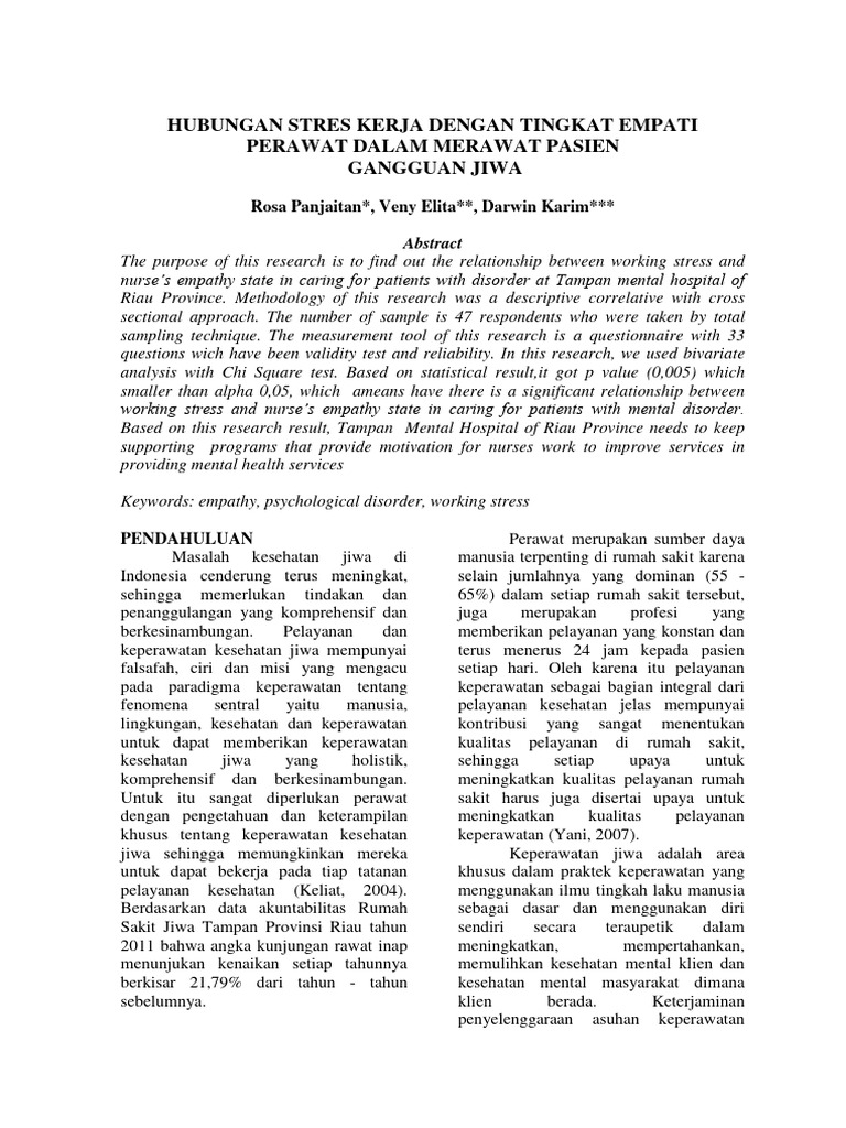 Hub Stress Keja DGN Tingkat Empati Perawat Psikiatri | PDF