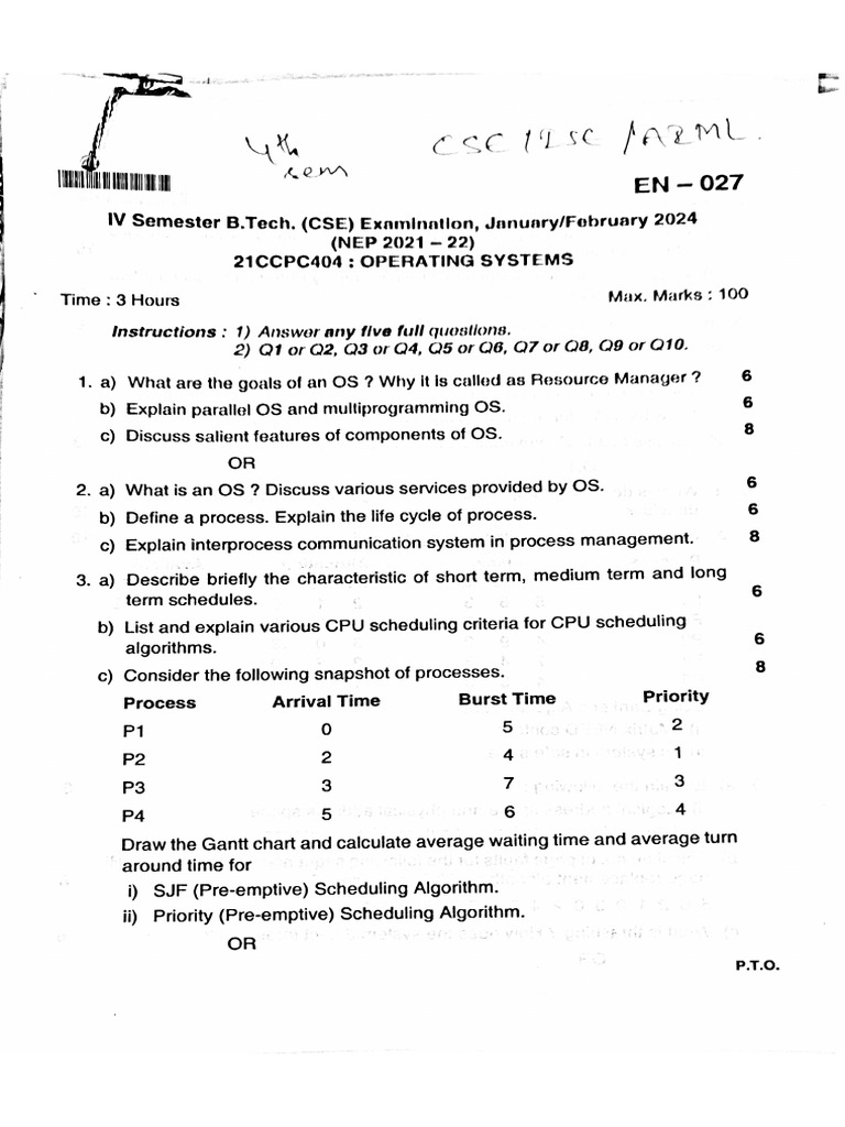 4th Sem B.tech Cse Ise Aiml Nep Jan Feb 2024 20240710152935 | PDF