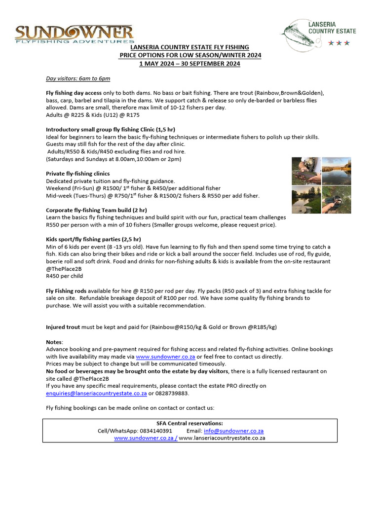 Lanseria Country Estate Fly Fishing Rates | PDF | Fly Fishing | Fishing ...