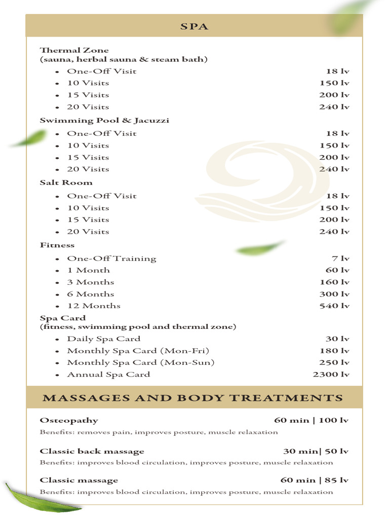 Ability Spa MENU OCT23 en Online 01 | PDF | Massage | Spa